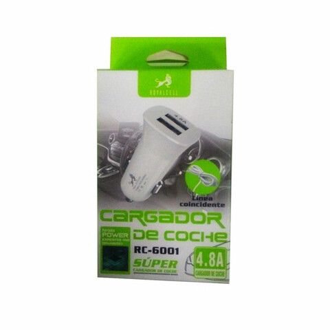 CARGADOR DE AUTO CON 2 USB 4.8 AMP CON CABLE MICRO V8 [RC 6001]