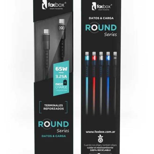CABLE DE DATOS ROUND TIPO C A TIPO C 3.1 A [FOX BOX] [1 METRO] [BLISTER]