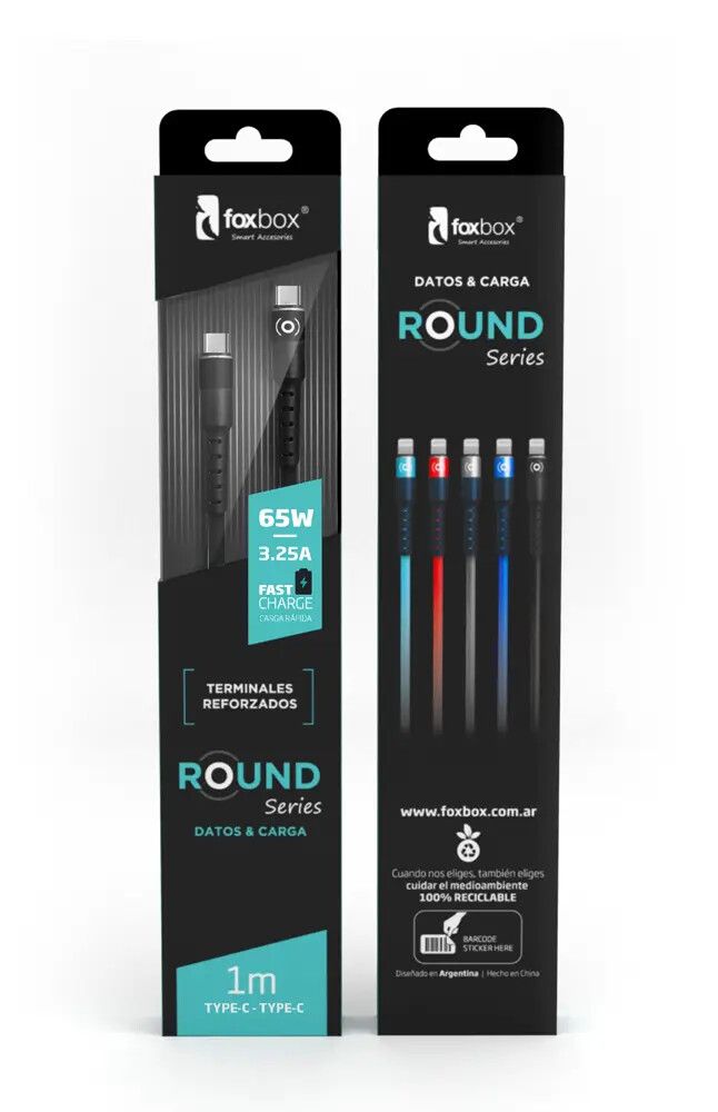 Cable De Datos Round Tipo C A Tipo C 3.1 A [Fox Box] [1 Metro] [Blister ...