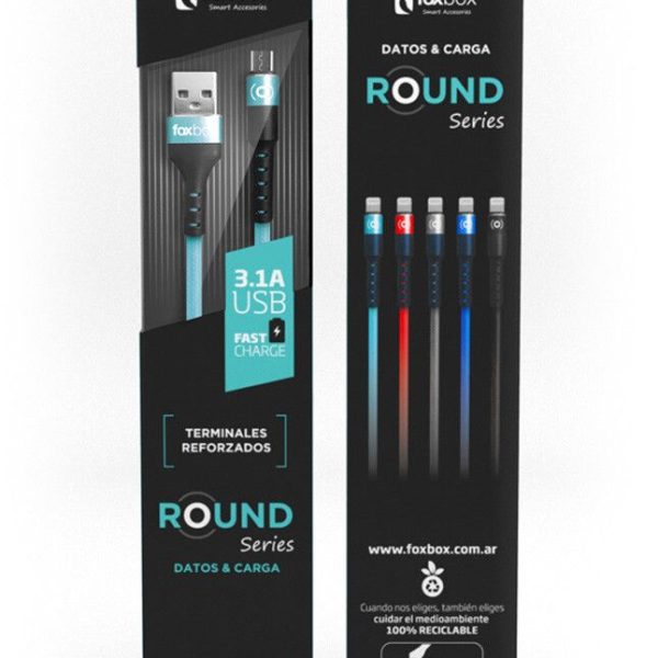 CABLE DE DATOS ROUND MICRO USB 3.1 A [FOX BOX]  [BLISTER]