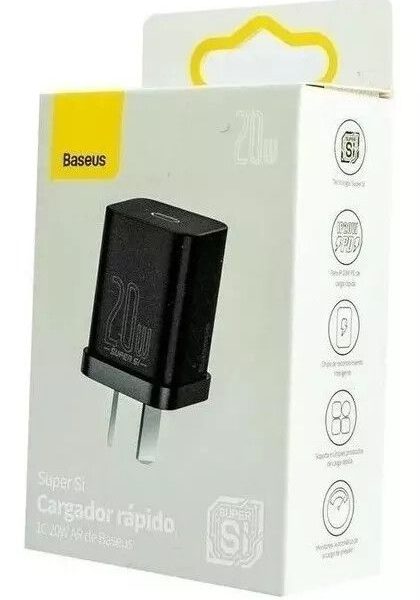 CABEZAL CARGADOR DE PARED BASEUS 20W [SIN CABLE] [SUPER SI] [NEGRO]