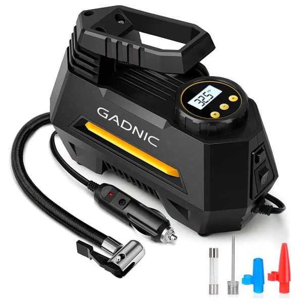 COMPRESOR INFLADOR PARA AUTOS, BICI, PELOTAS 100 PSI 12V [GADNIC]