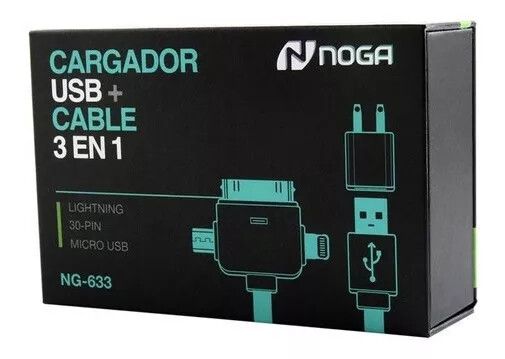 CARGADOR USB + CABLE 3 EN 1 [NG 633] [NOGANET]