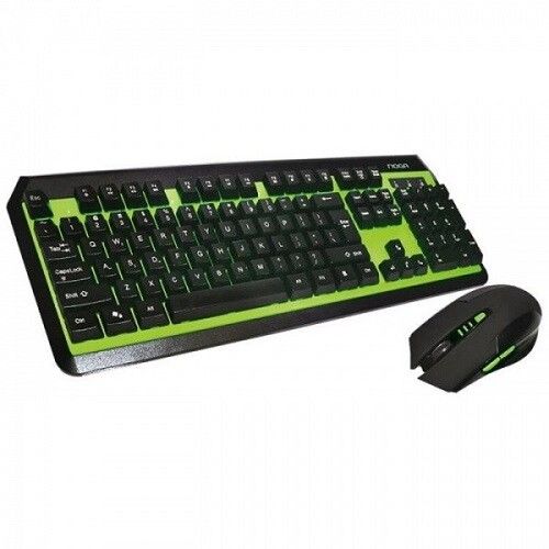KIT TECLADO Y MOUSE GAMER INALAMBRICO NOGA [NEGRO Y VERDE] [NKB40V]