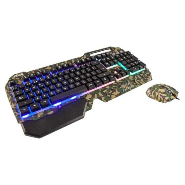 COMBO GAMER NOGA STORMER TECLADO MULTIMEDIA ESPAÑOL + MOUSE RETROILUMINADO  [CAMUFLADO] [NKB 233] [NOGANET]