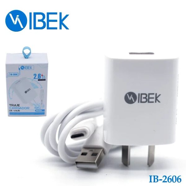 CARGADOR DE PARED IBEK 2.6A  CON CABLE [MICRO USB] [IB 2606] [1 PUERTO USB]