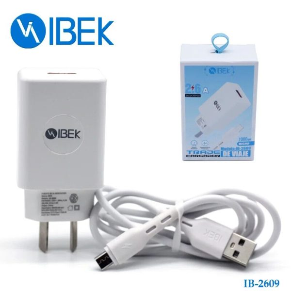 CARGADOR DE PARED IBEK 2.6A  CON CABLE [MICRO USB] [IB 2609] [1 PUERTO USB]