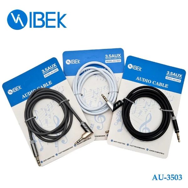 CABLE AUXILIAR 3.5MM A 3.5MM ENGOMADO 90 GRADOS [IBEK] [AU 3503]
