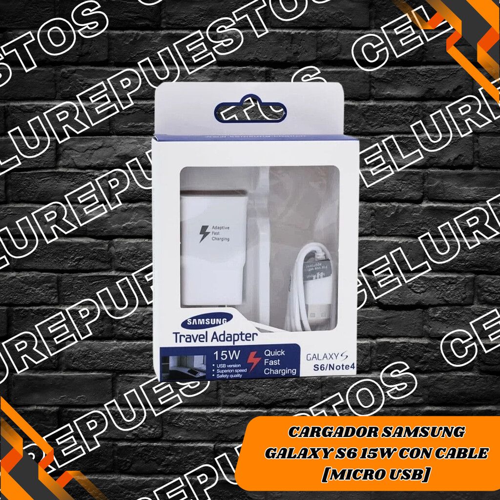 Cargador Samsung Galaxy S6 15W Con Cable [Micro Usb] - CeluRepuestos.com