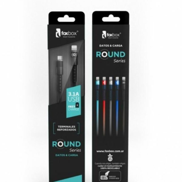 CABLE DE DATOS ROUND TIPO C A LIGHTNING 3.1A [FOX BOX] [1 METRO] [BLISTER]