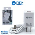 Cargador De Pared Ibek 2.6A Con Cable [Tipo C] [Ib 2602]