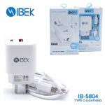 Cargador De Pared 1 Puerto Usb Y 1 Puerto Tipo C 5.8A Con Cable [Tipo C] A [Lightning] [Ibek] [Ib 5804]